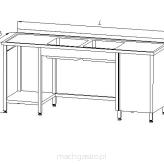 Stół ze zlewem 2-komorowym, szafką i półką  E2260