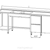 Stół ze zlewem 2-komorowym, blokiem dwóch szuflad, szafką  i półką E2350