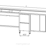 Stół ze zlewem 2-komorowym, blokiem dwóch szuflad i szafką - drzwi suwane E2370