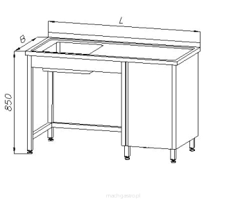 Stół ze zlewem 1-komorowym i szafką,  E 2080 