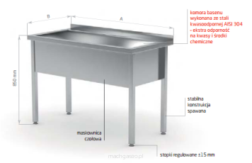 Stół z basenem jednokomorowym H=400 mm 205/4