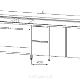 Stół ze zlewem 2-komorowym, blokiem dwóch szuflad, szafką  - drzwi uchylne i półką E2365