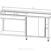 Stół ze zlewem 2-komorowym, szafką – drzwi suwane i półką E2305