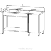 Stół ze zlewem 2-komorowym, szafką i półką  E2255