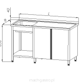 Stół ze zlewem 1-komorowym  z szafką i półką- drzwi uchylne E 2105