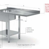 Stół ze zlewem, półką i miejscem na zmywarkę lub lodówkę POL-231-L