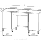 Stół ze zlewem 1-komorowym  i dwoma szafkami E 2090