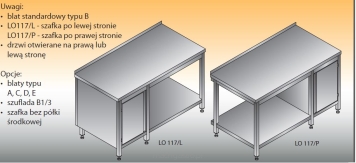 Stół roboczy z szafką i półką | LO 117/L | LO 117/P