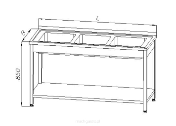 Stół ze zlewem 3-komorowym i półką  E2420