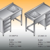Stół zlewozmywakowy 1- zbiornikowy LO 208/PS3; LO 208/LS3