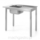 Stół załadowczy do zmywarek ze zlewem – skręcany, Kitchen Line, 1000x600x850 mm