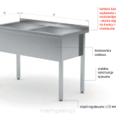 Stół z basenem dwukomorowym H=300 mm  POL-206/3