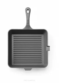 Patelnia żeliwna do grillowania, HENDI, czarny, 250x250x(H)50mm, Kwadratowy