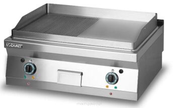 GRILL PŁYTOWY ELEKTRYCZNY - PŁYTA 1/2 RYFLOWANA 1/2 GŁADKA  L700.GPE800RG
