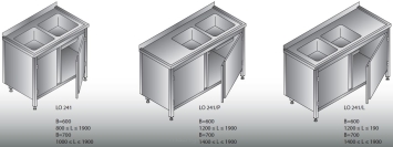 Stół zlewozmywakowy 2 - zbiornikowy LO 241; LO 241/P; LO 241/L 