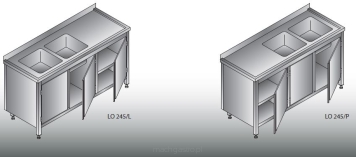 Stół zlewozmywakowy 2- zbiornikowy LO 245/P; LO245/L    