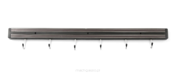 Listwa magnetyczna z 6 haczykami, czarna, dł. 620 mm
