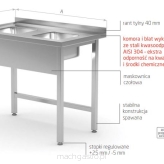 Stół z dwoma małymi zlewami - bez półki POL-221-MK