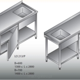Stół zlewozmywakowy 1- zbiornikowy LO 213/P; LO 213/L