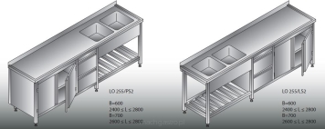 Stół zlewozmywakowy 2- zbiornikowyLO 255/S2 