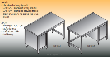 Stół roboczy z szafką | LO 116/L | LO 116/P