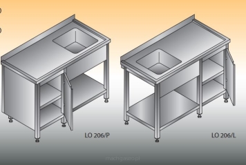 Stół zlewozmywakowy 1- zbiornikowy LO 206/P; LO 206/L