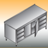 Stół roboczy z dwoma blokami szuflad i szafką | LO145/S3