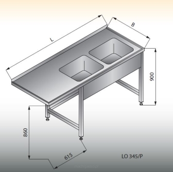 Stół  zlewozmywakowy 2-zbiornikowy LO 345/P : LO 345/L