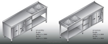 Stół zlewozmywakowy 2- zbiornikowy LO 257/S2 