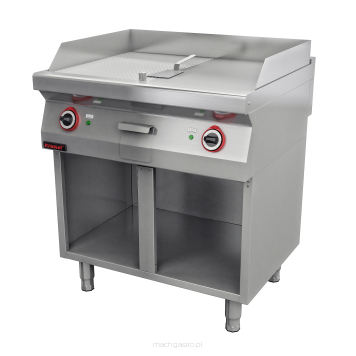 Płyta grillowa elektryczna gładka-ryflowana na podstawie otwartej 700.PBE-800GR.S