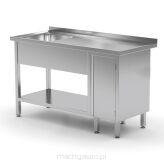 Stół ze zlewem, półką i szafką z drzwiami na zawiasach POL-216-L