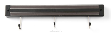Listwa magnetyczna z 3 haczykami, czarna, dł. 340 mm