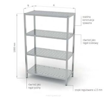 Regał magazynowy, 4 półki perforowane POL-344