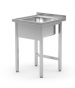 Stół ze zlewem 1-komorowym – skręcany, Kitchen Line, 600x600x850 mm