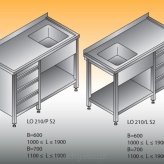 Stół zlewozmywakowy 1- zbiornikowy LO 209/PS3; LO 209/LS3