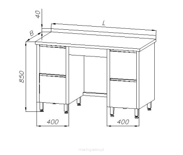 Stół z dwoma blokami dwóch szuflad  E 1170