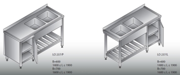 Stół zlewozmywakowy 2 - zbiornikowy LO 237/P; LO 237/L    