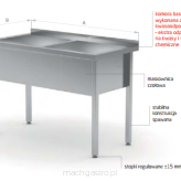 Stół z basenem dwukomorowym H=400 mm  POL-206/4