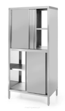 Szafa przelotowa z przegrodą i drzwiami suwanymi – skręcana, Kitchen Line, 800x500x1800 mm