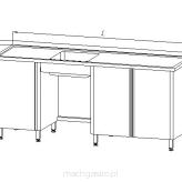 Stół ze zlewem 1-komorowym i dwoma szafkami - drzwi uchylne E2130