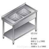 Stół zlewozmywakowy 2 zbiornikowy LO 232;LO 232/P; LO 232L  