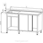 Stół ze zlewem 1-komorowym  z szafką i półką - drzwi suwane E 2115