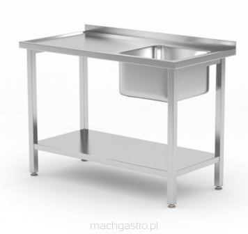Stół ze zlewem 1-komorowym i półką – skręcany, Budget Line, 1000x600x850 mm