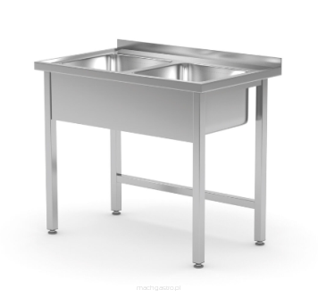 Stół z 2 zlewami – skręcany, Kitchen Line, 1000x600x850 mm