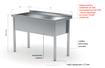 Stół z basenem jednokomorowym H=300 mm POL-205/3
