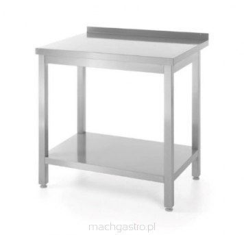 Stół przyścienny z półką – skręcany, Kitchen Line, 800x700x850 mm