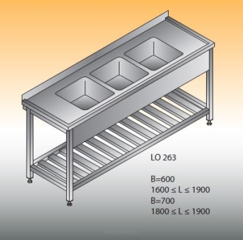 Stół zlewozmywakowy 3- zbiornikowy LO 263