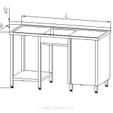 Stół ze zlewem 1-komorowym, szafką i półką - drzwi uchylne E2120