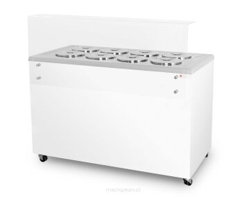 DYSTRYBUTOR DO LODÓW | WITRYNA DO LODÓW | KONSERWATOR | RETRO | 8 TUB | OKRĄGŁE KUWETY | 1283X670X895 MM | GELATO POZETTI 8