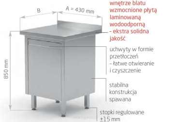 Stół przyścienny szafka z pojemnikiem wychylnym POL-131 